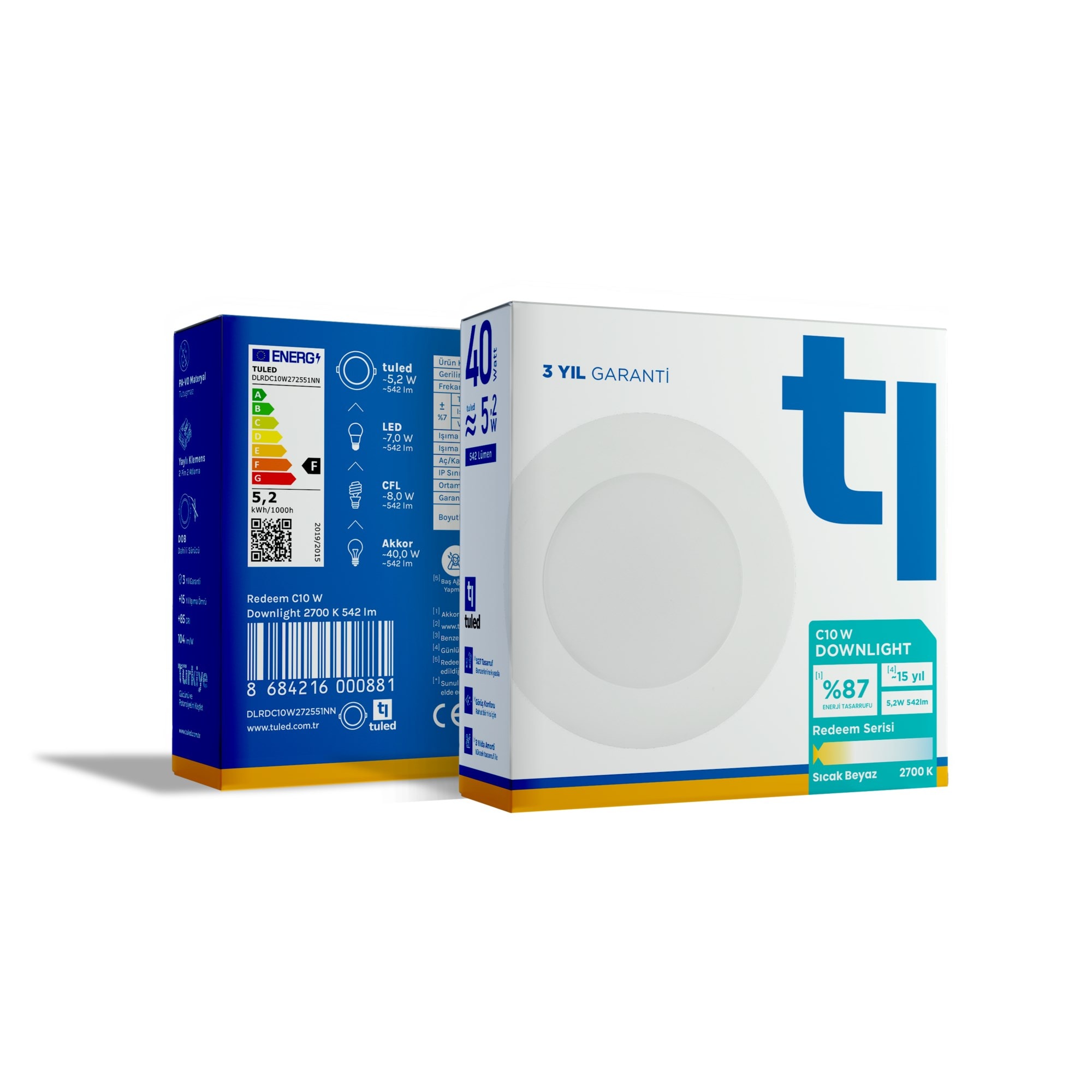 Tuled Redeem C10W Downlight, Titreşimsiz, Göz Konforu, Tekli