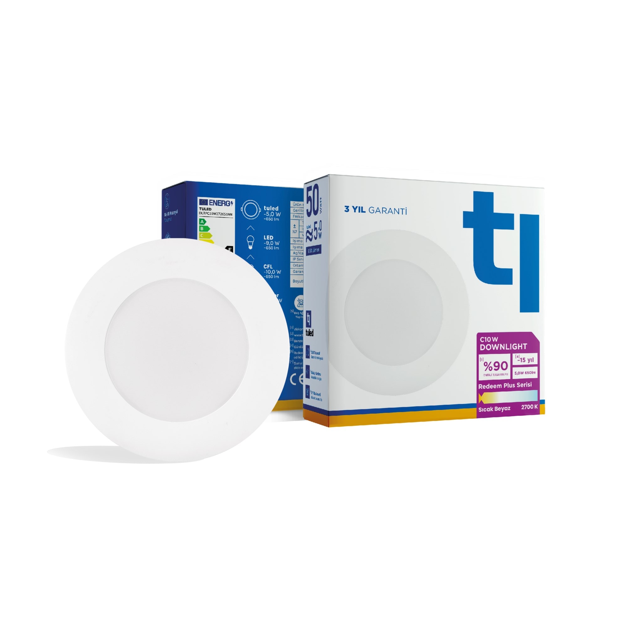 Tuled Redeem Plus C10W Downlight, Titreşimsiz, Göz Konforu, Tekli