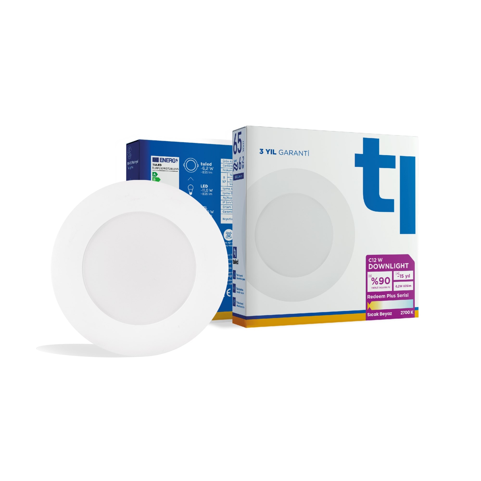 Tuled Redeem Plus C12W Downlight, Titreşimsiz, Göz Konforu, Tekli