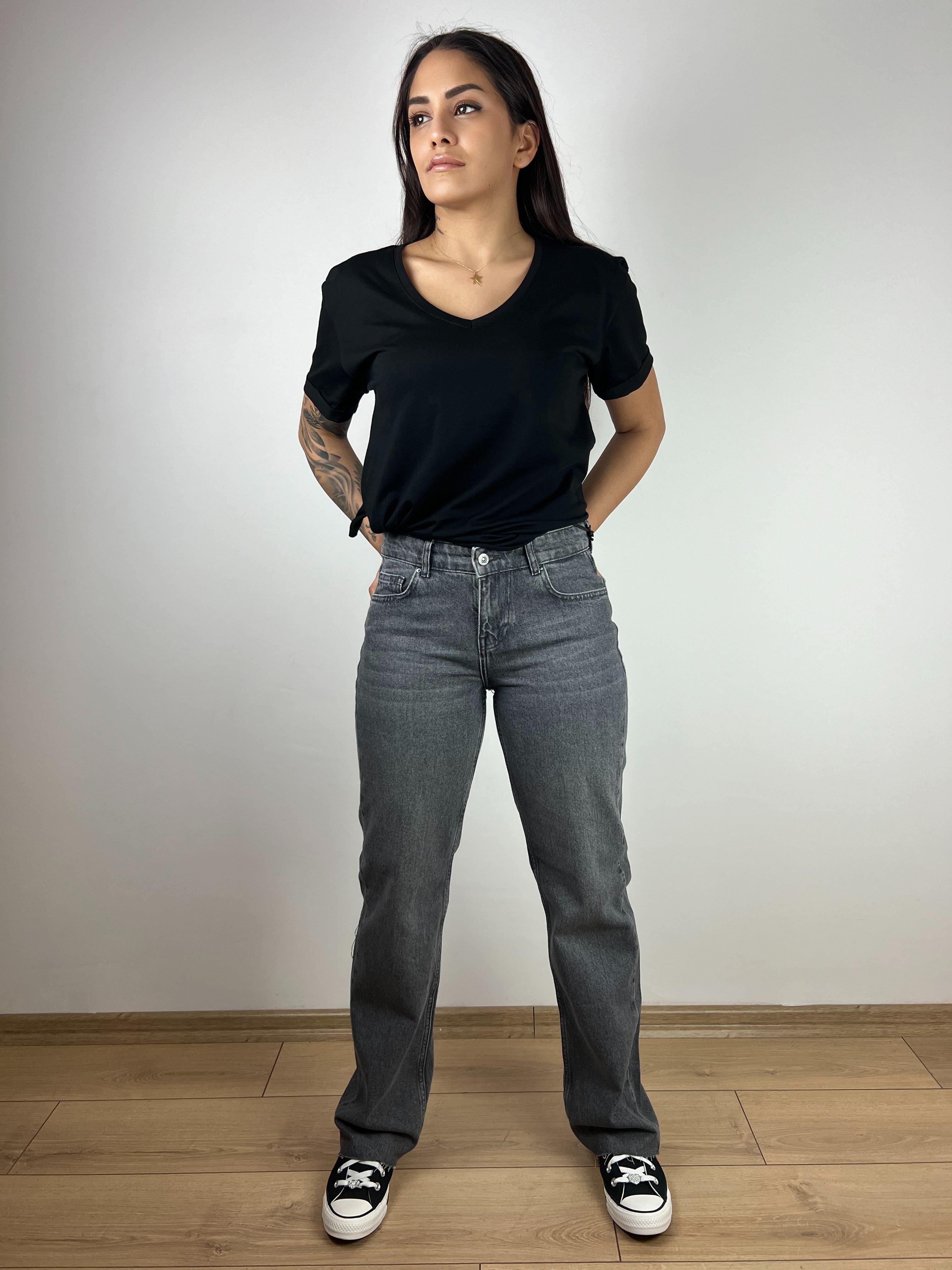 Grey WIDE LEG JEAN (NORA)