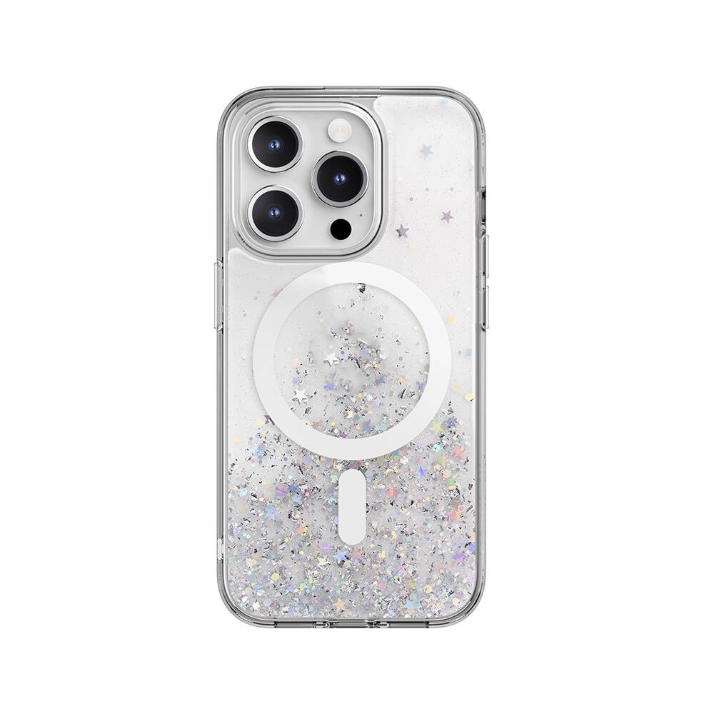 iPhone 15 Pro Kılıf Magsafe Şarj Özellikli Parlayan Simli Şeffaf Lisanslı Switcheasy Starfield-M Kılıf