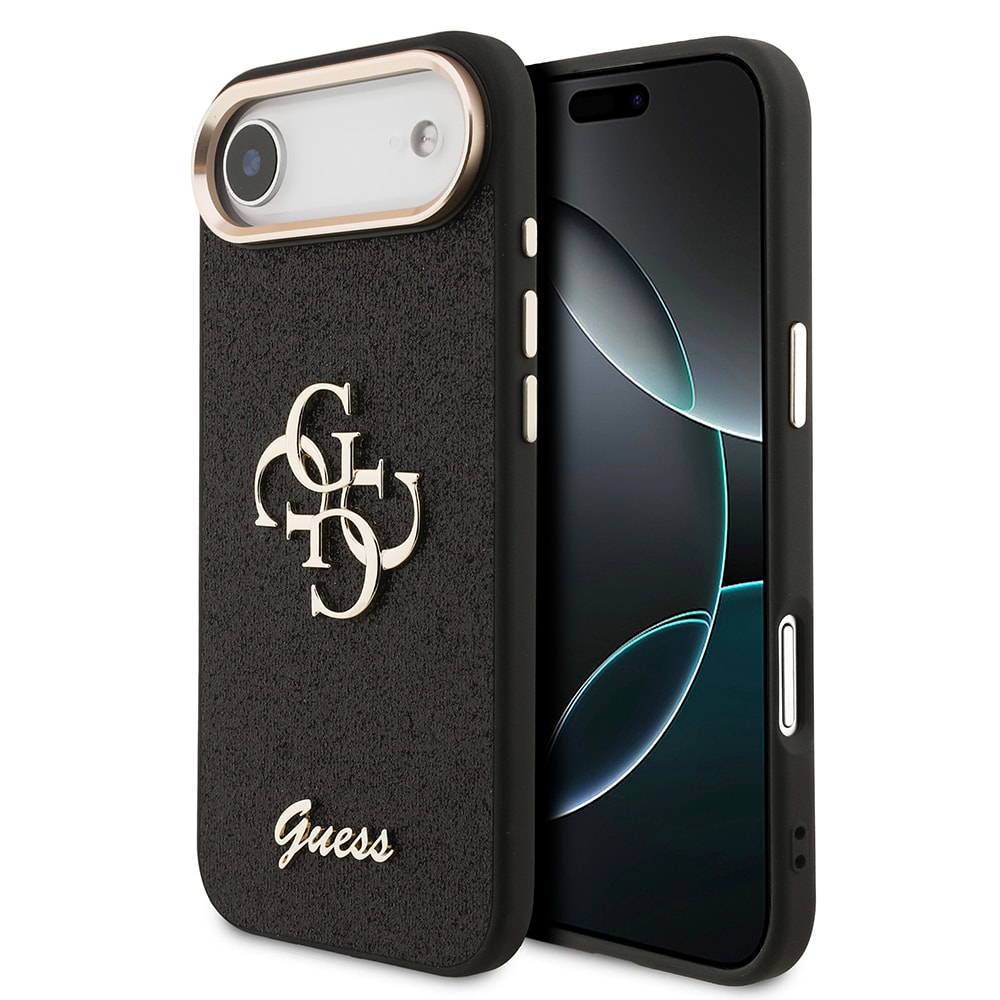 Apple iPhone 17 Air Kılıf Guess Orjinal Lisanslı 4G Büyük Metal Kamera Çerçeveli ve Logolu Glitter Kapak