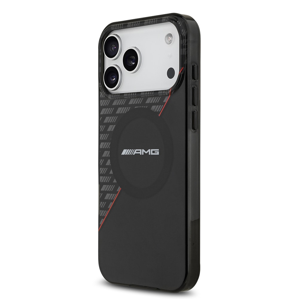 Apple iPhone 17 Pro Max Kılıf AMG Orjinal Lisanslı M-safe Şarj Özellikli Çift Katmanlı Kırmızı Çapraz Çizgili Kapak