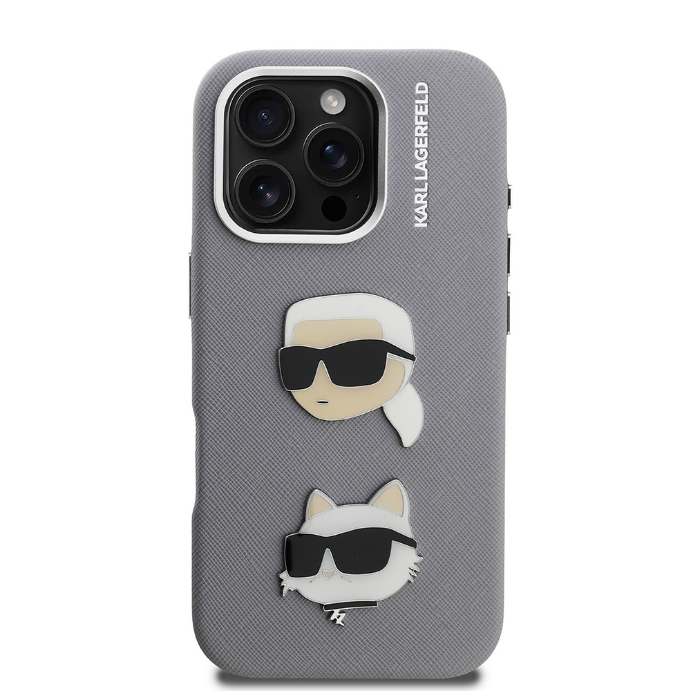 Apple iPhone 16 Pro Kılıf Karl Lagerfeld Orjinal Lisanslı K&C Heads Pin Kapak
