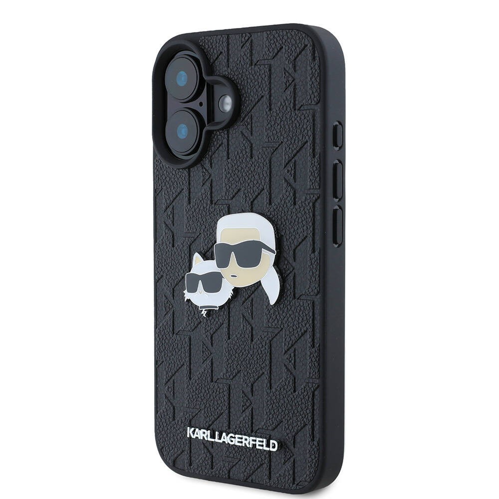 iPhone 16 Plus Kılıf Karl Lagerfeld Orjinal Lisanslı K&C Heads Monogram Pin Kılıf