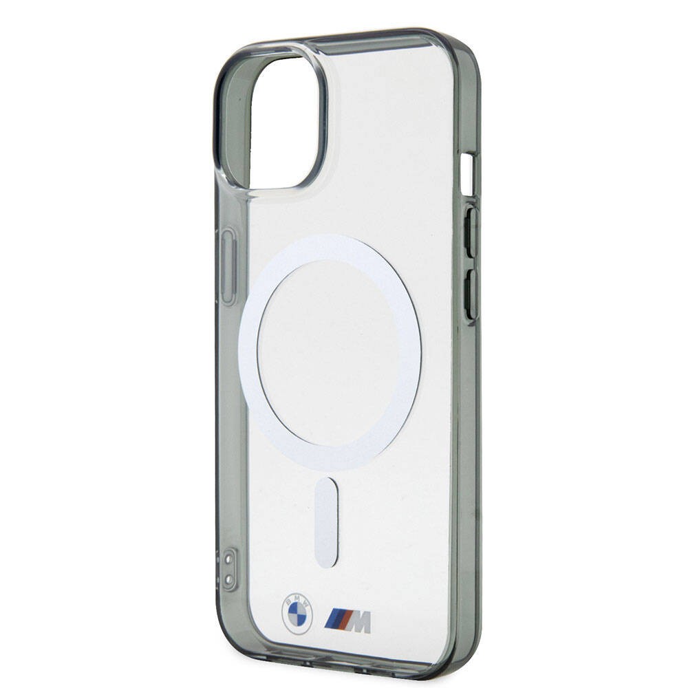 iPhone 15 Kılıf BMW Magsafe Şarj Özellikli Transparan Silver Ring Orjinal Lisanslı Kılıf