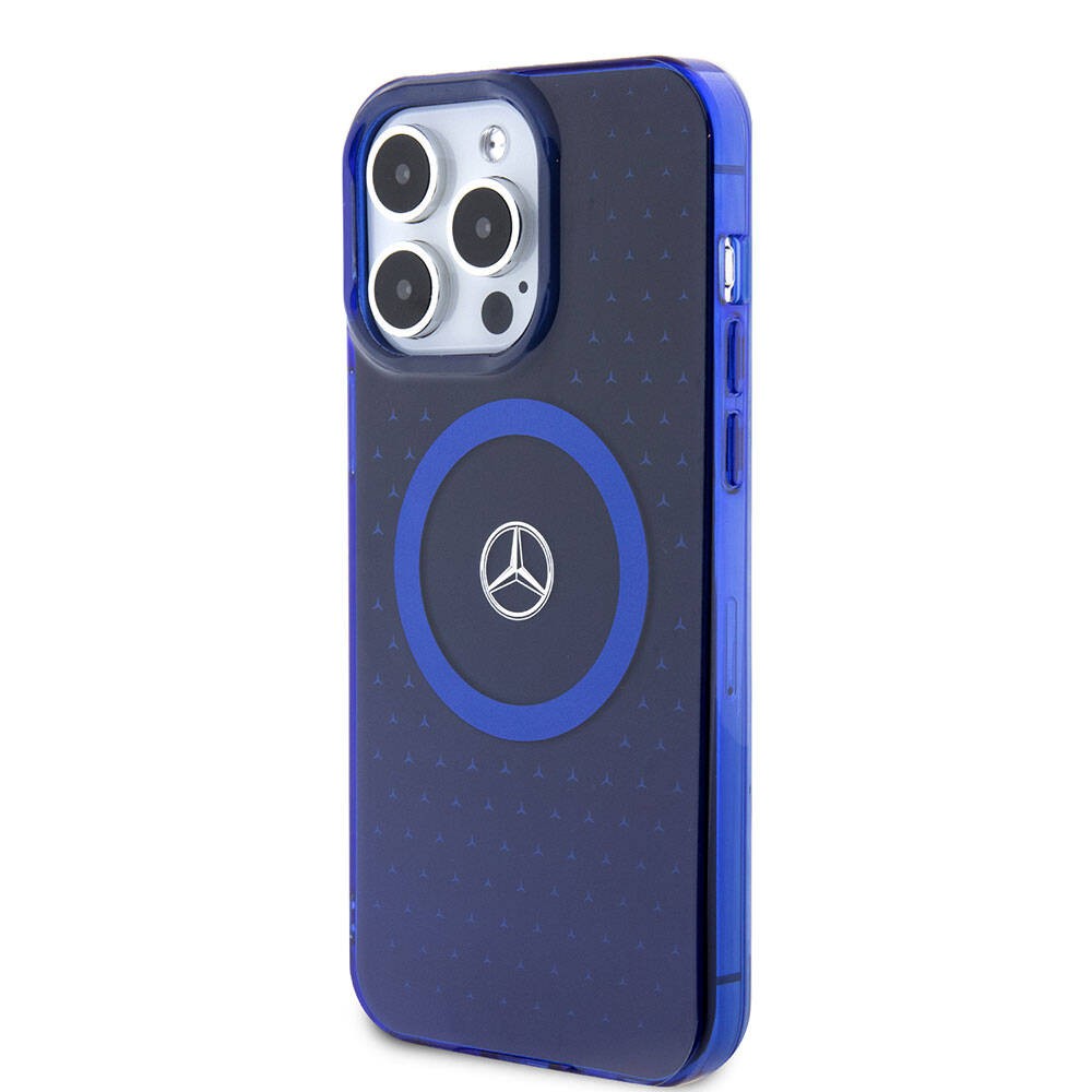 iPhone 15 Pro Max Kılıf Mercedes Benz Orjinal Lisanslı Magsafe Şarj Özellikli Çift Katmanlı Mavi Yıldız Desenli Kılıf