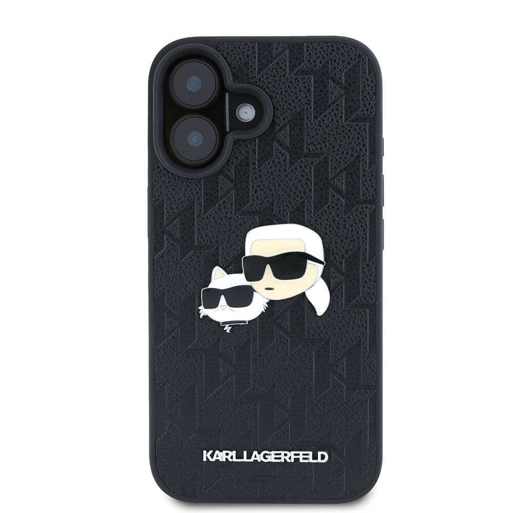 iPhone 16 Plus Kılıf Karl Lagerfeld Orjinal Lisanslı K&C Heads Monogram Pin Kılıf