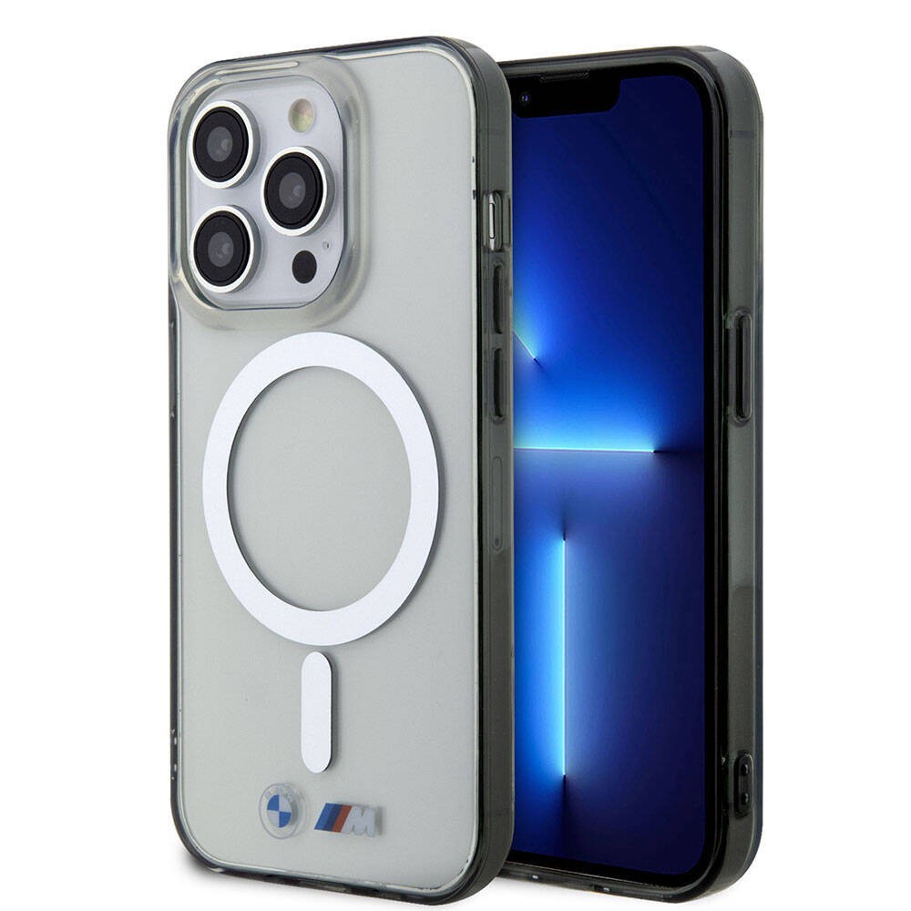 iPhone 15 Pro Max Kılıf BMW Magsafe Şarj Özellikli Transparan Silver Ring Orjinal Lisanslı Kılıf