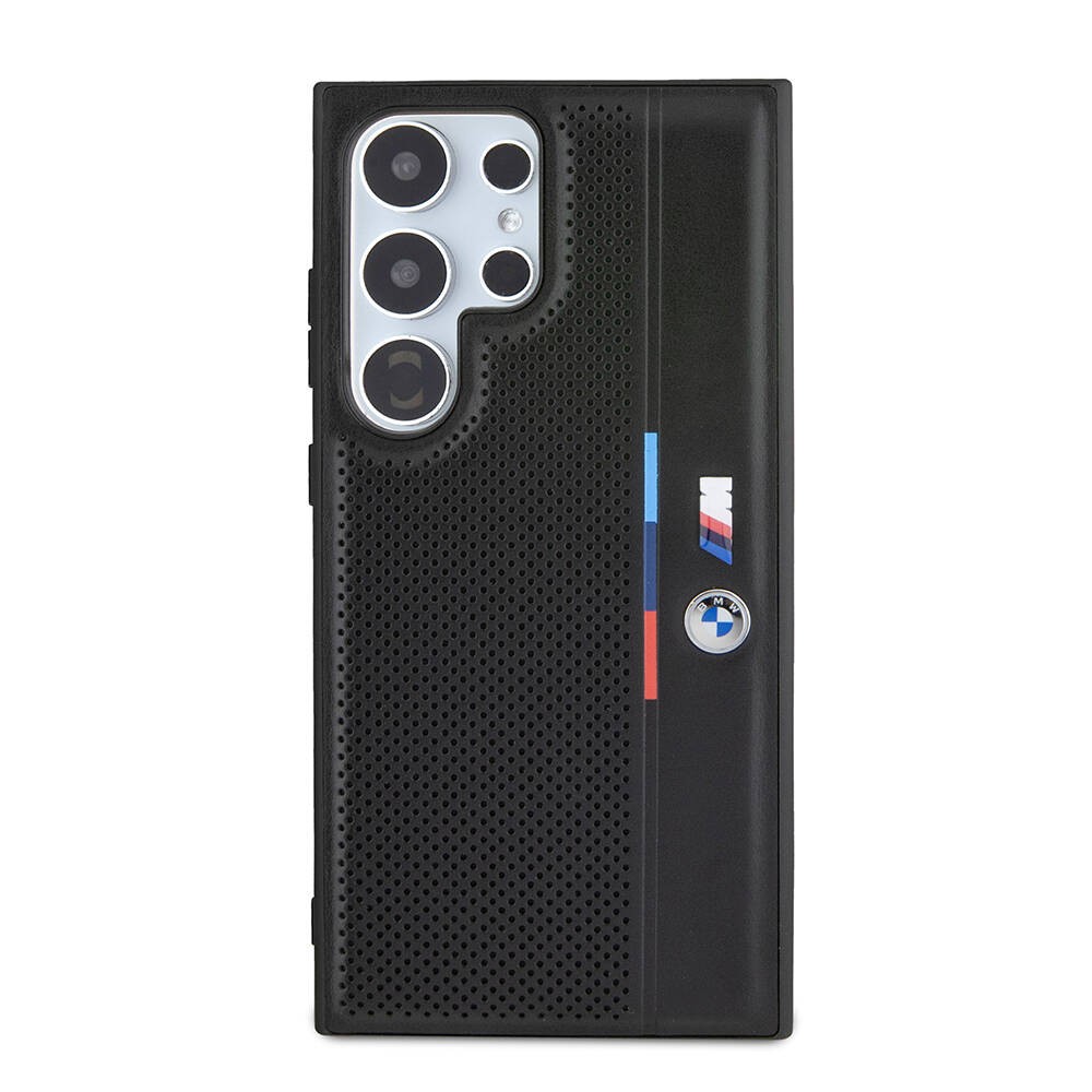 Galaxy S24 Ultra Kılıf BMW Orjinal Lisanslı M Logolu Üç Renk Çizgili Delikli Detail Line Kılıf