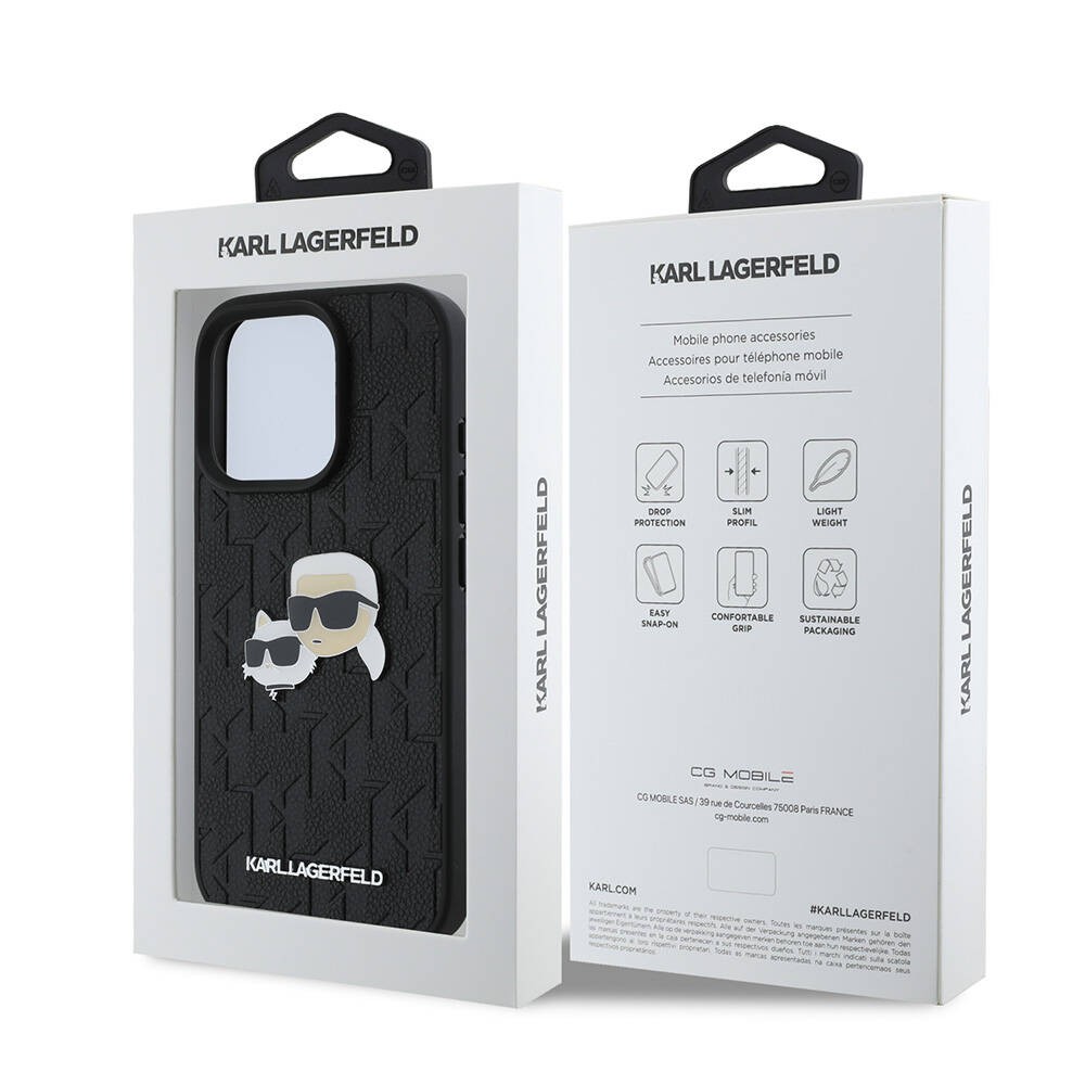 iPhone 16 Pro Kılıf Karl Lagerfeld Orjinal Lisanslı K&C Heads Monogram Pin Kılıf