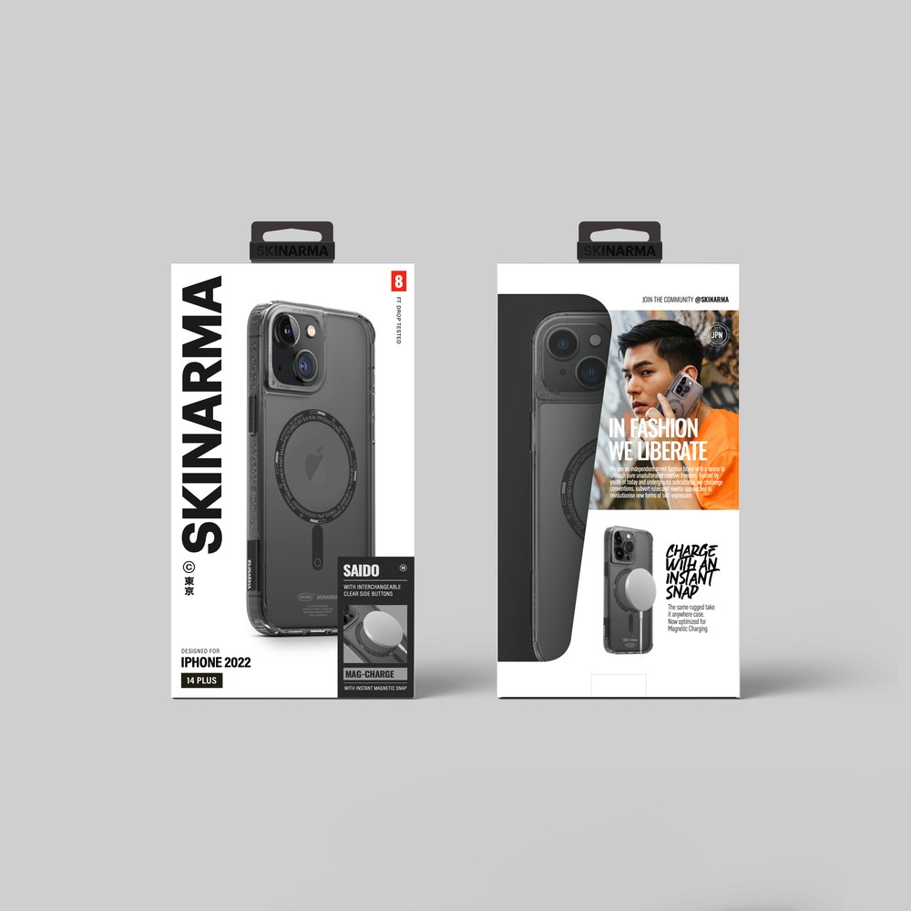 iPhone 14 Kılıf SkinArma Şeffaf Airbag Tasarımlı Magsafe Şarj Özellikli Saido Kılıf