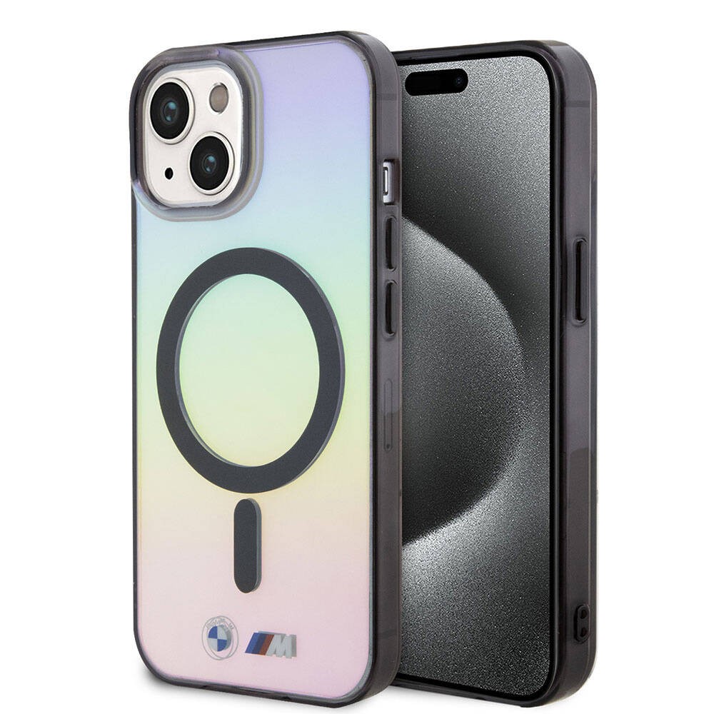iPhone 15 Kılıf BMW Magsafe Şarj Özellikli Transparan Renk Geçişli Iridescent Orjinal Lisanslı Kılıf