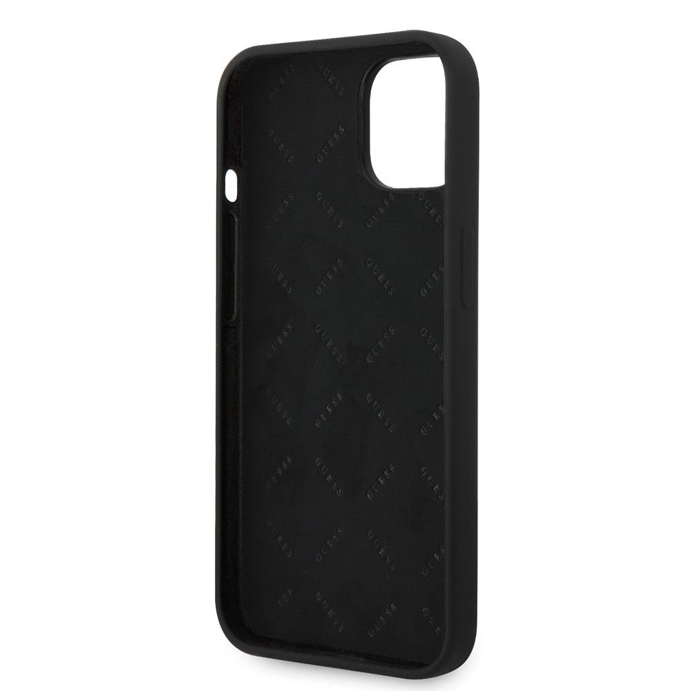 Apple iPhone 14 Kılıf Guess Orjinal Lisanslı Yazı ve Taşlı 4G Logolu Silikon Kapak