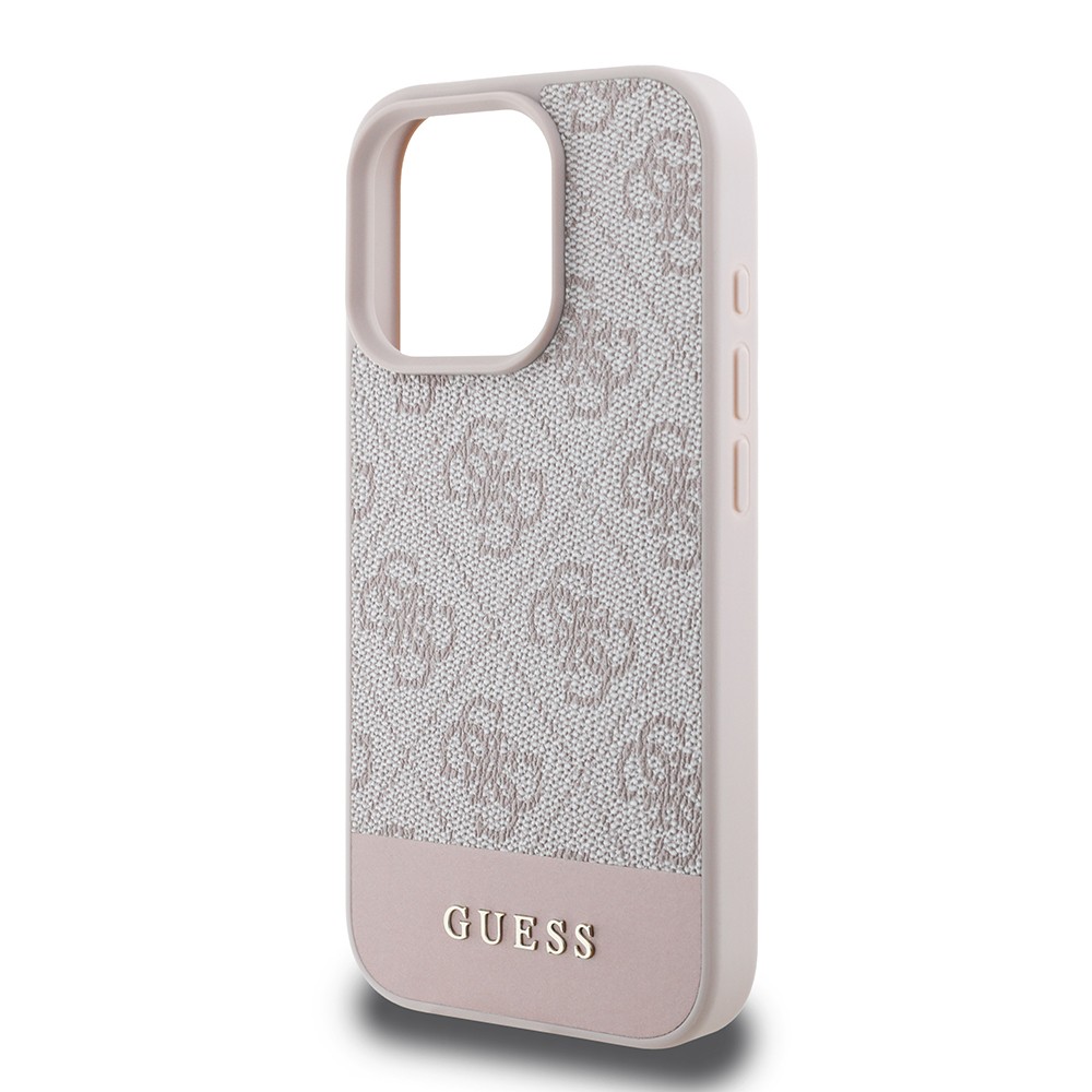 Apple iPhone 16 Pro Kılıf Guess Orjinal Lisanslı PU Deri Şerit Logo Dizaynlı Kapak