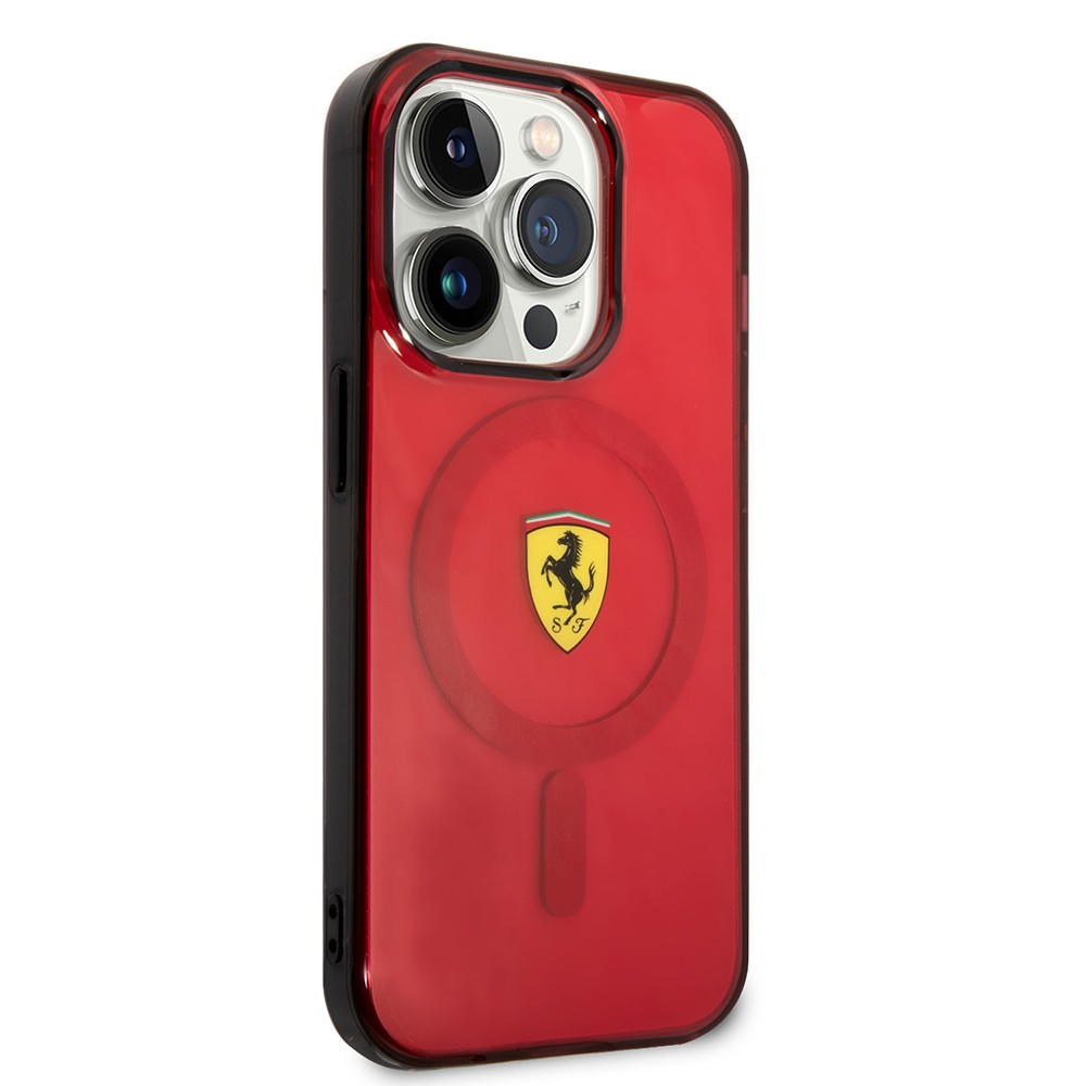 iPhone 14 Pro Max Kılıf Ferrari Magsafe Şarj Özellikli Yarı Transparan Dizayn Kılıf