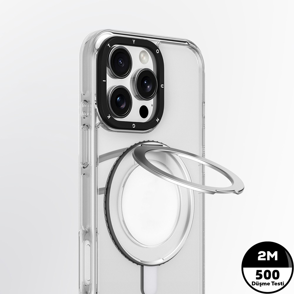 iPhone 16 Kılıf Magsafe Şarj Özellikli Parmak Ring Standlı Youngkit Pivot Serisi Kılıf