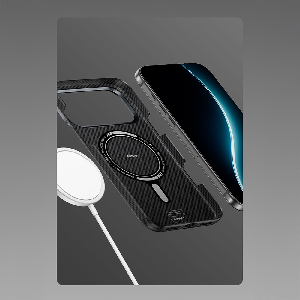 Apple iPhone 17 Kılıf Benks M-safe Şarj Özellikli Metal Kamera Çerçeveli Magnetik ArmorAir 600D Kevlar Fiber Kapak