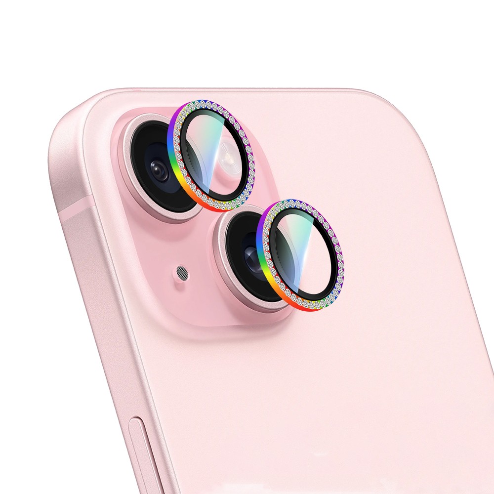 Apple iPhone 15 Plus CaseWorld Alloy Sparkling Diamond Serisi Taşlı Lens Koruyucu