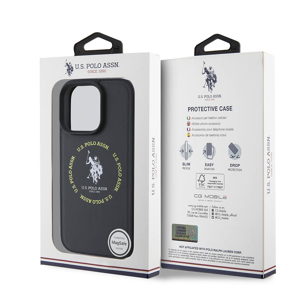 iPhone 16 Pro Max Kılıf U.S. Polo Assn. Orjinal Lisanslı Magsafe Şarj Özellikli Circle ve Double Horse Logolu Deri Kılıf