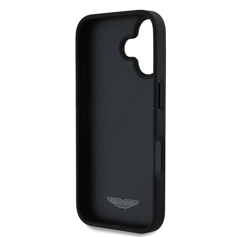 Apple iPhone 16 Kılıf Aston Martin Orjinal Lisanslı Victory Dizayn PU Deri Metal Logolu Kapak