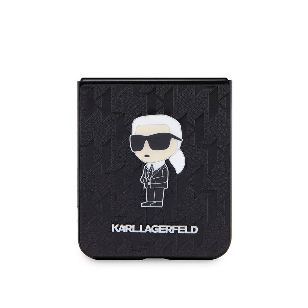 Galaxy Z Flip 5 Kılıf Karl Lagerfeld Orjinal Lisanslı KL Desenli Karl İkonik Saffiano Kılıf