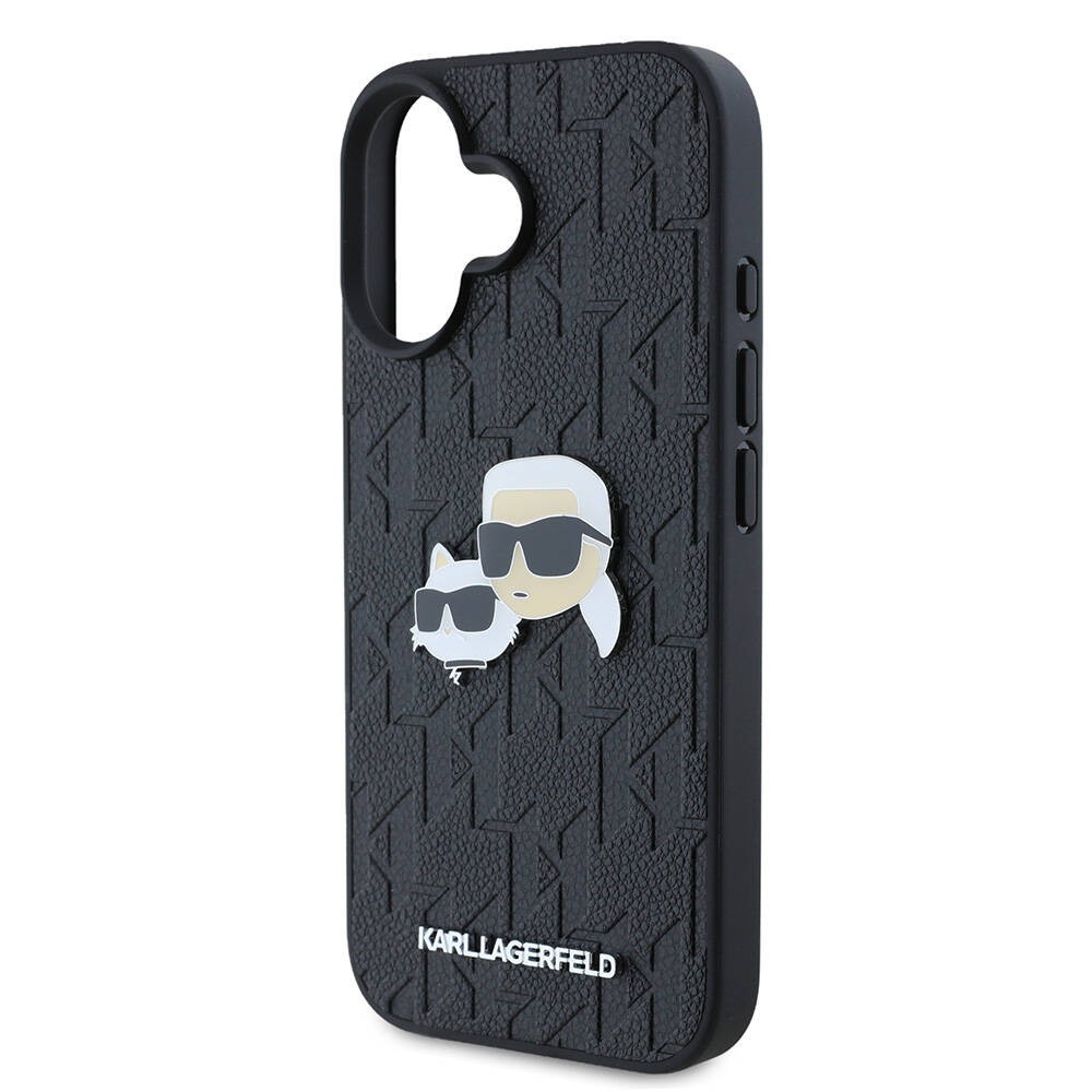 iPhone 16 Plus Kılıf Karl Lagerfeld Orjinal Lisanslı K&C Heads Monogram Pin Kılıf