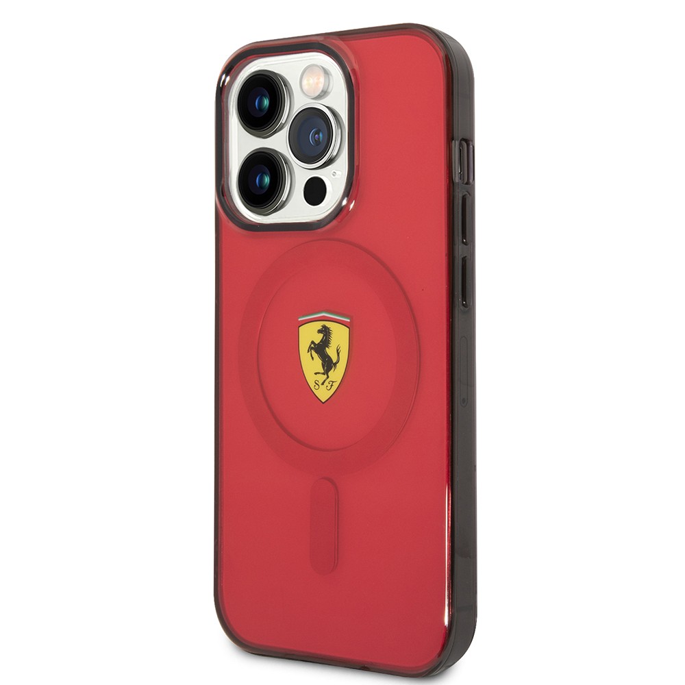 iPhone 14 Pro Max Kılıf Ferrari Magsafe Şarj Özellikli Yarı Transparan Dizayn Kılıf