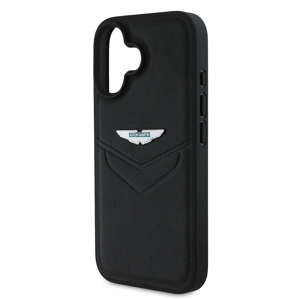 Apple iPhone 16 Kılıf Aston Martin Orjinal Lisanslı Victory Dizayn PU Deri Metal Logolu Kapak