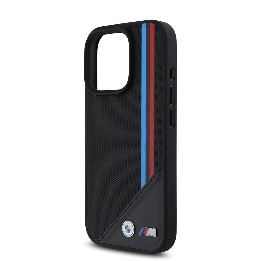 iPhone 16 Pro Kılıf BMW Orjinal Lisanslı Magsafe Şarj Özellikli M Logolu Üç Çizgili Dikiş Detaylı Meshed Tricolor Stripes Kılıf