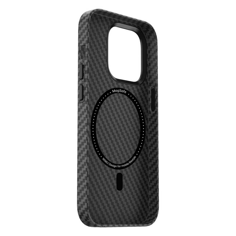 iPhone 14 Plus Kılıf ​​​​​Wiwu Karbon Fiber Görünümlü Magsafe Wireless Şarj Özellikli Kabon Kılıf