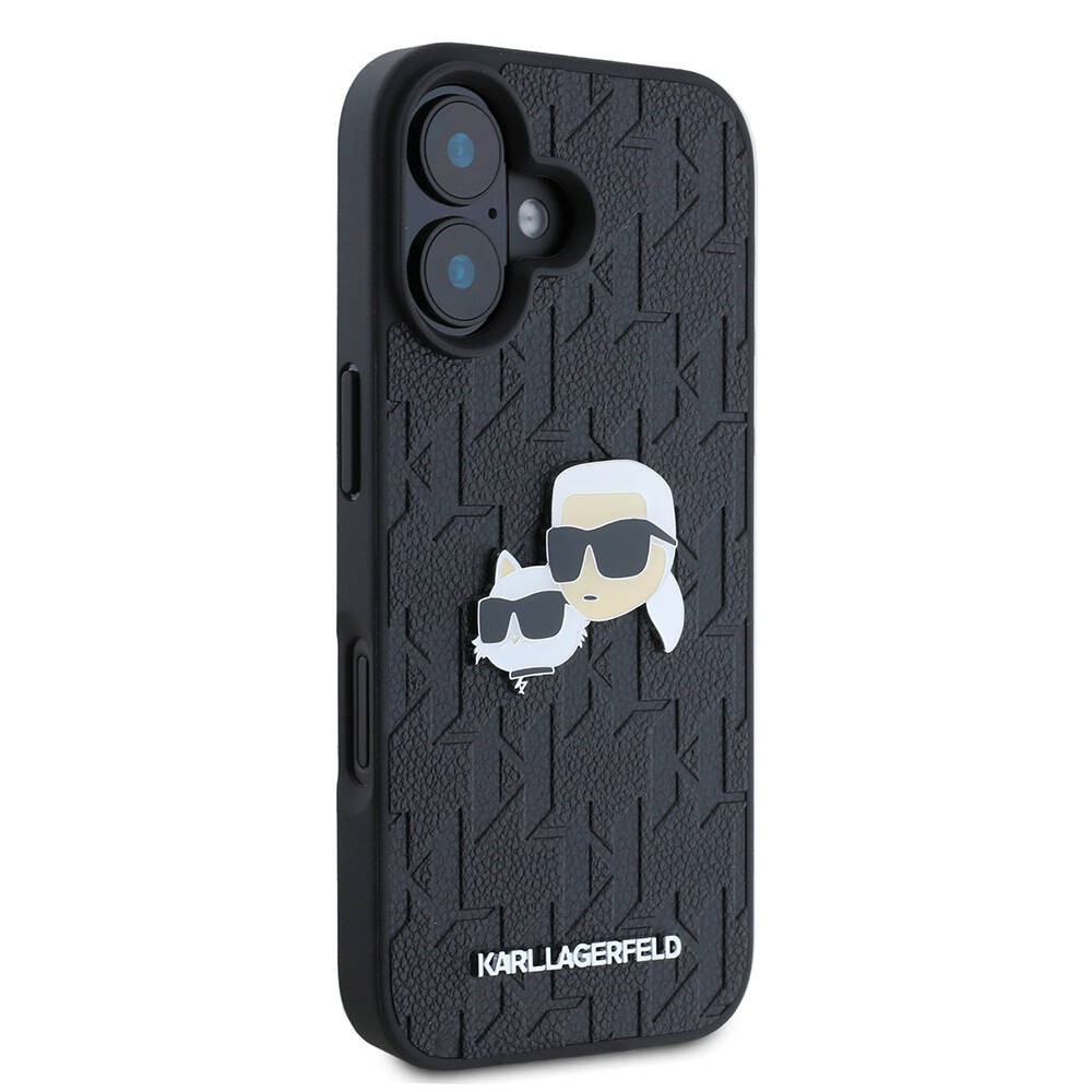 iPhone 16 Plus Kılıf Karl Lagerfeld Orjinal Lisanslı K&C Heads Monogram Pin Kılıf