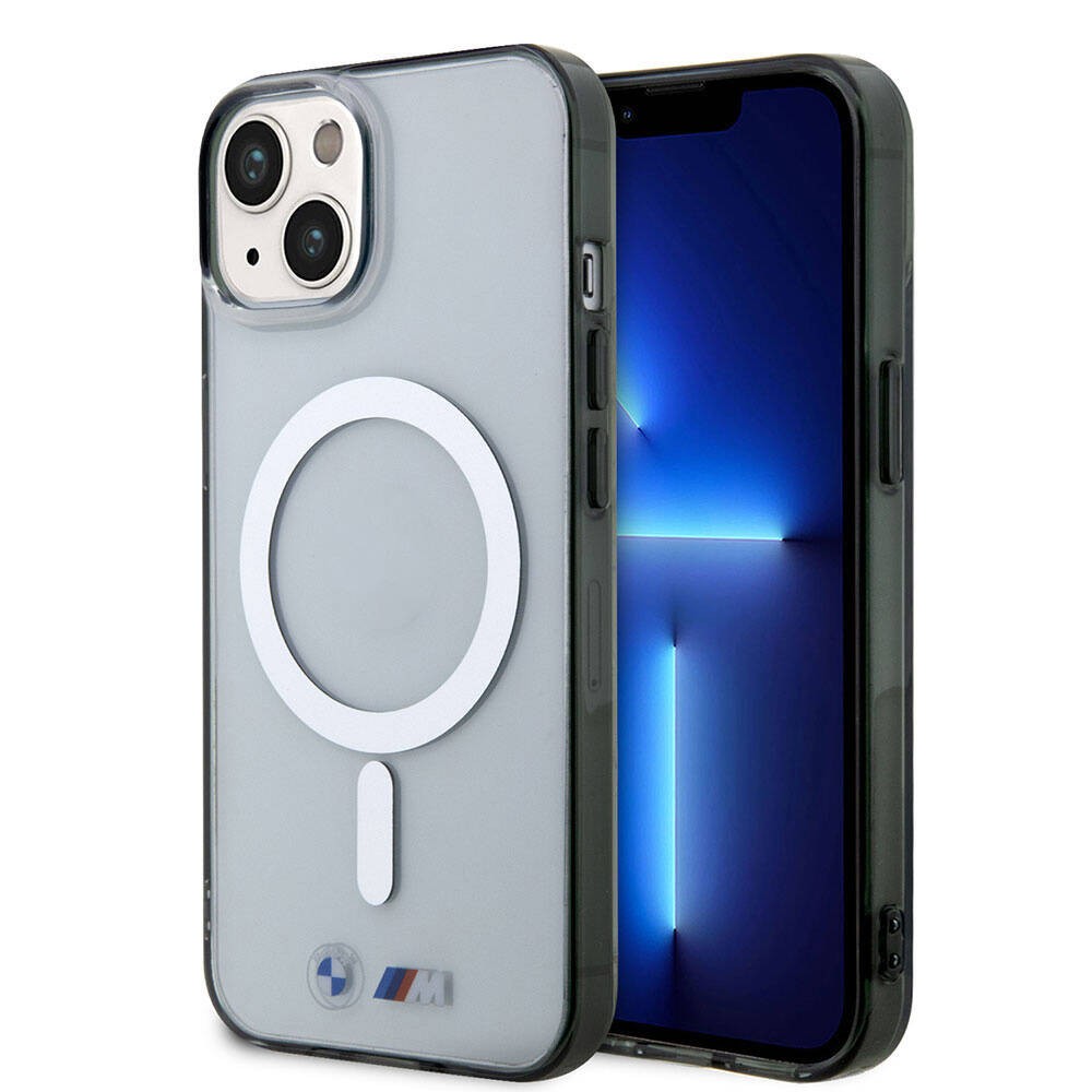 iPhone 15 Kılıf BMW Magsafe Şarj Özellikli Transparan Silver Ring Orjinal Lisanslı Kılıf