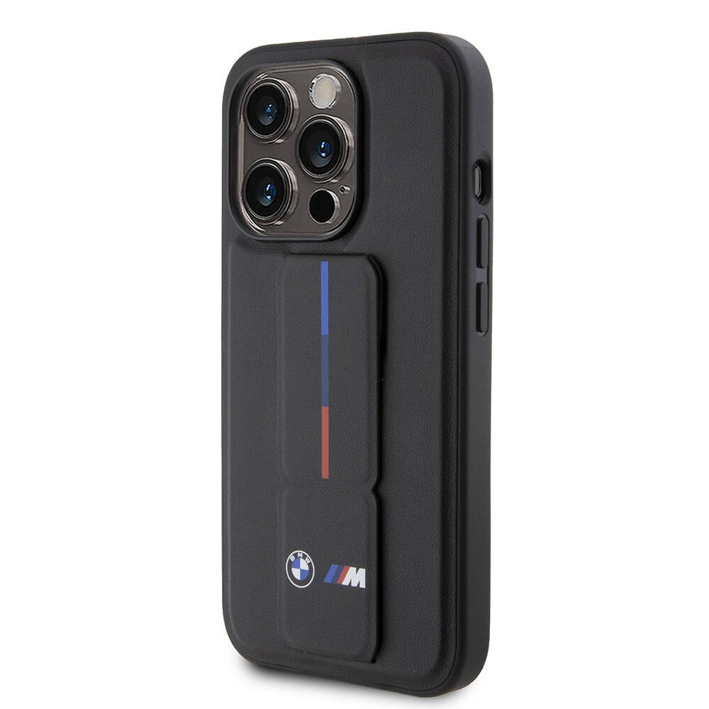 iPhone 15 Pro Kılıf BMW Orjinal Lisanslı M Şerit ve Logolu Standlı Kılıf