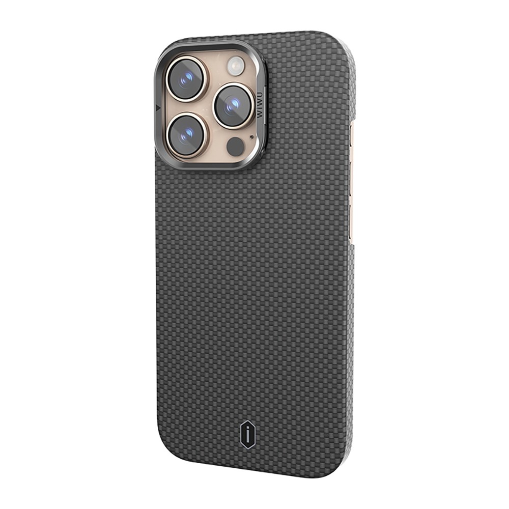 Apple iPhone 16 Pro Kılıf Wiwu DCC-208 M-safe Şarj Özellikli Kamera Standlı Aramid Fiber Tasarım Kevlar Kapak