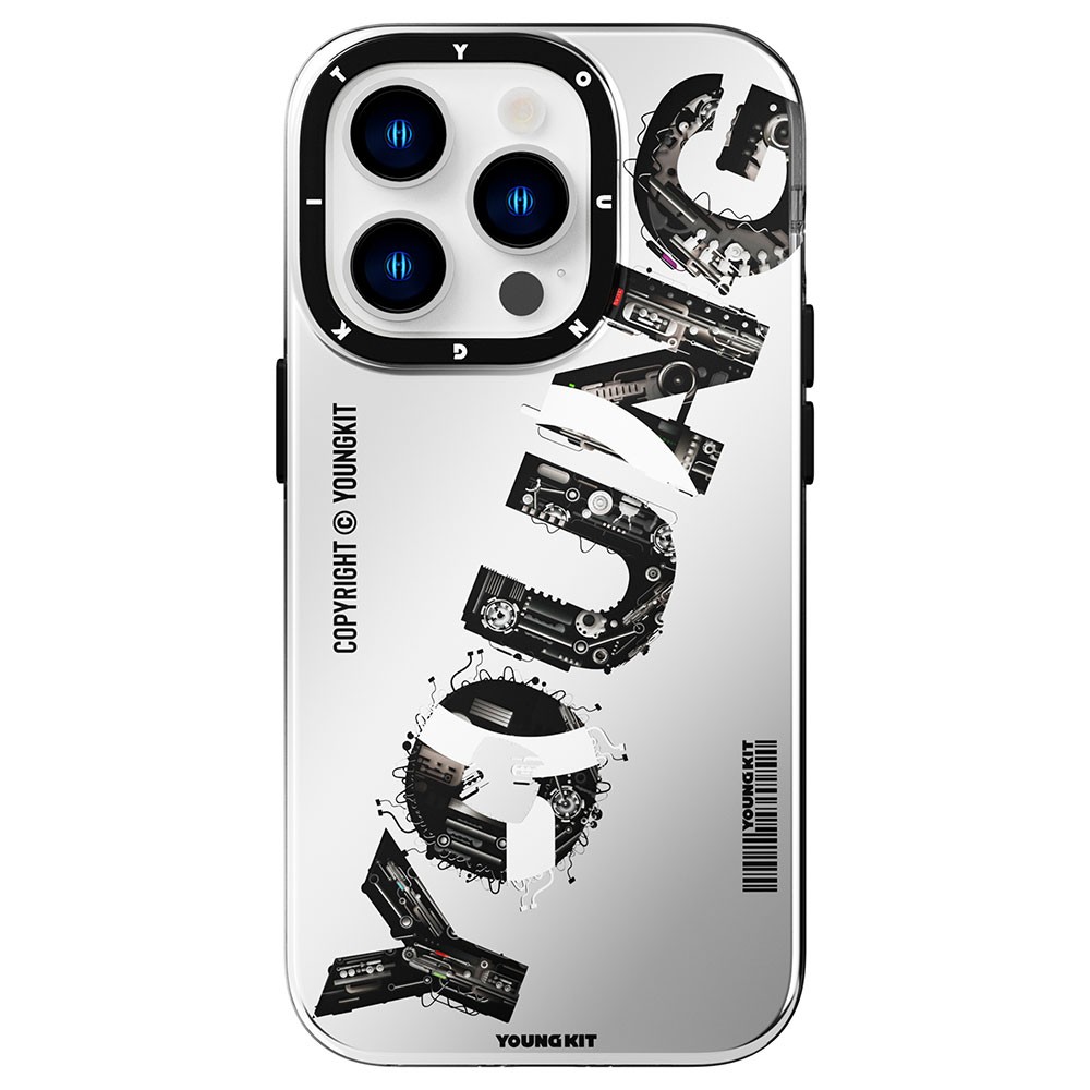 iPhone 14 Pro Max Kılıf Magsafe Şarj Özellikli Yazı Temalı YoungKit Mechanic Serisi Kılıf
