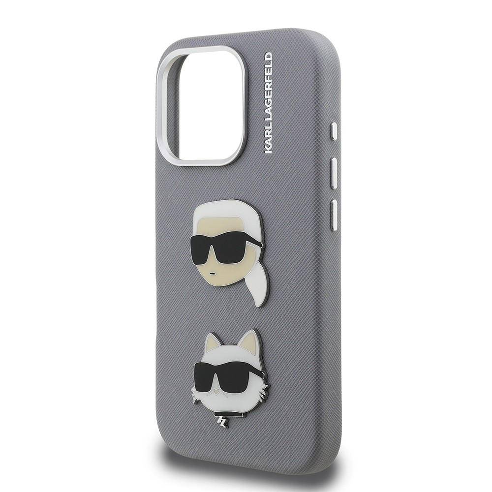 Apple iPhone 16 Pro Kılıf Karl Lagerfeld Orjinal Lisanslı K&C Heads Pin Kapak