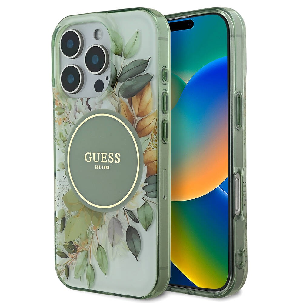 iPhone 16 Pro Max Kılıf Guess Orjinal Lisanslı Magsafe Şarj Özellikli Flower Tonal Circle Kılıf