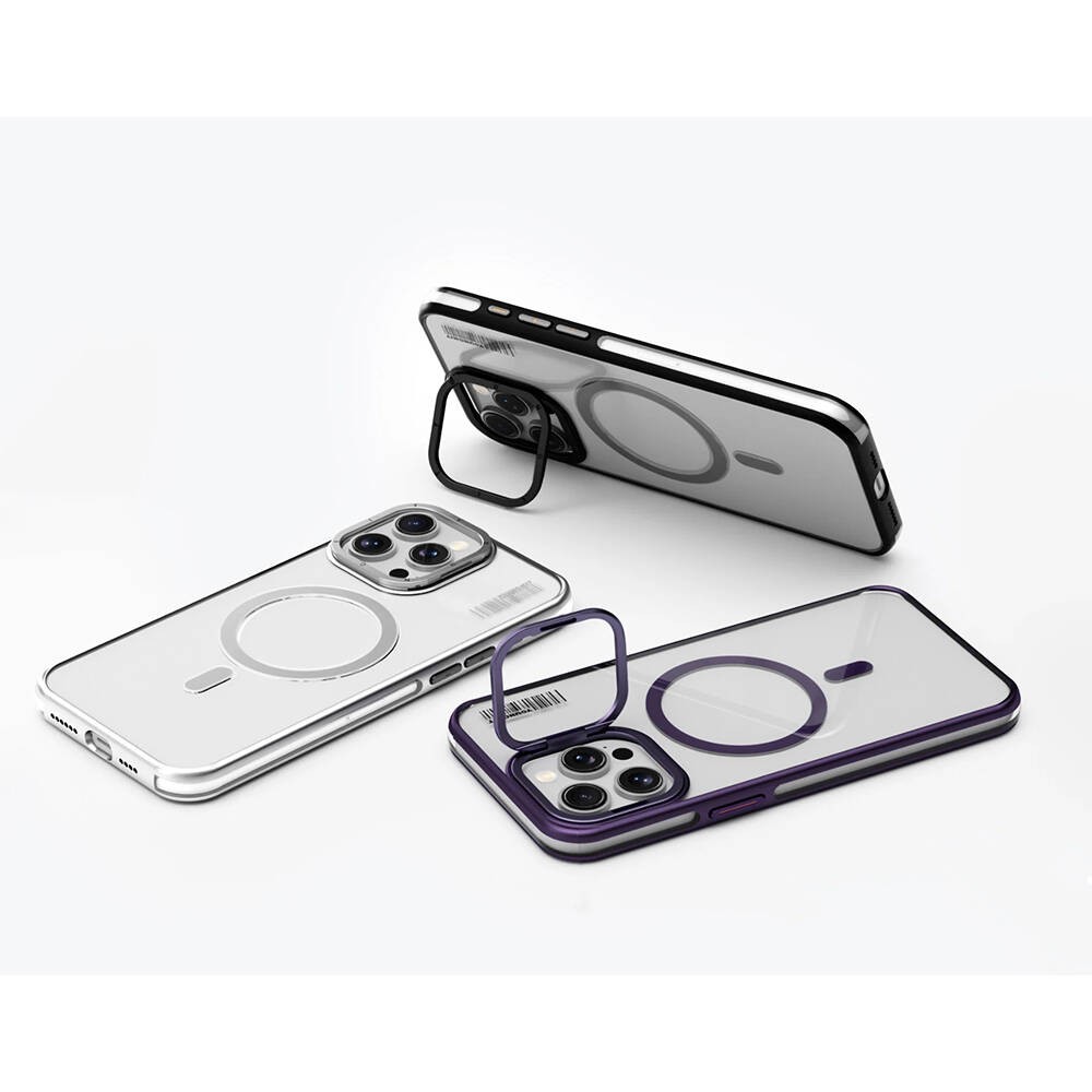 iPhone 15 Pro Kılıf Magsafe Şarj Özellikli Sararma Önleyici Youngkit Crystal Grid Kılıf