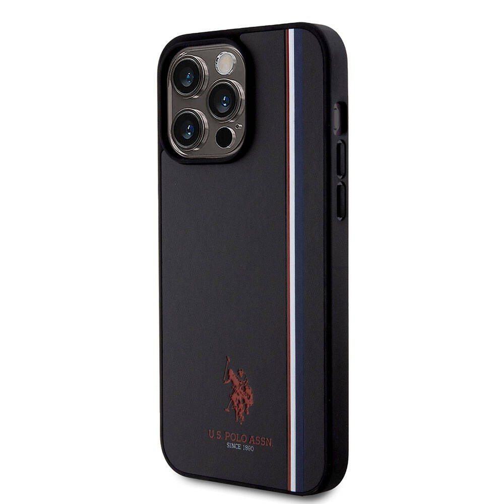 iPhone 15 Pro Max Kılıf U.S. Polo Assn. Orjinal Lisanslı Üç Renk Şerit Tasarımlı Baskı Logolu Kılıf