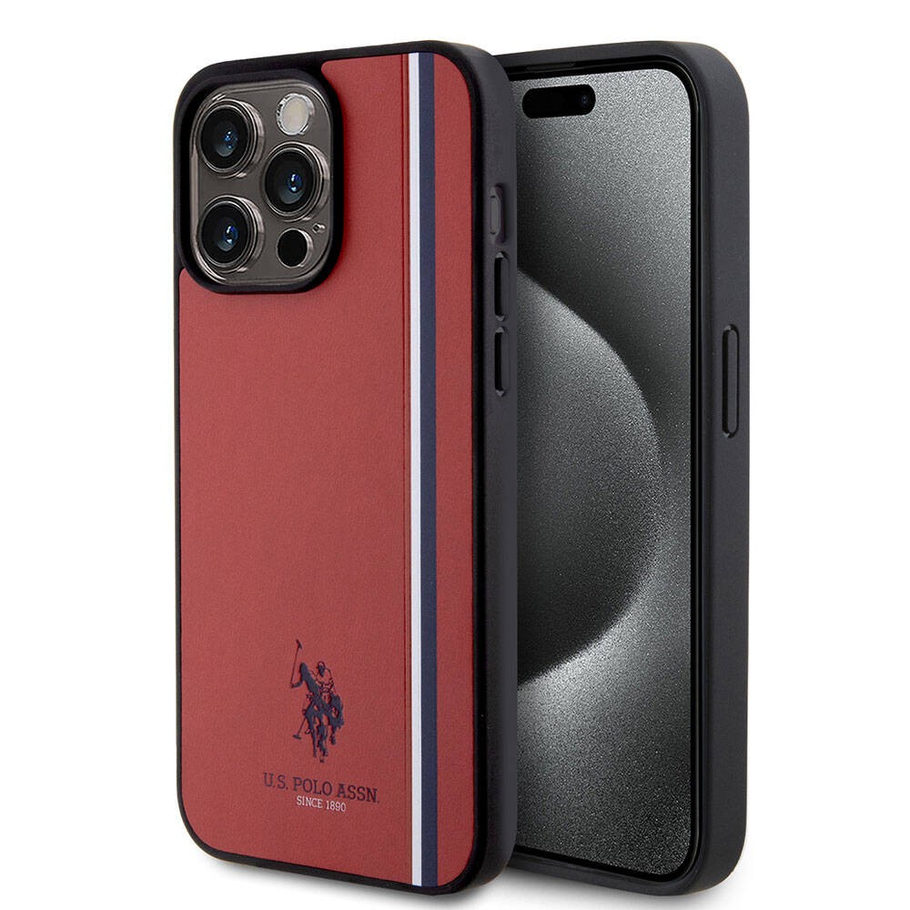 iPhone 15 Pro Max Kılıf U.S. Polo Assn. Orjinal Lisanslı Üç Renk Şerit Tasarımlı Baskı Logolu Kılıf