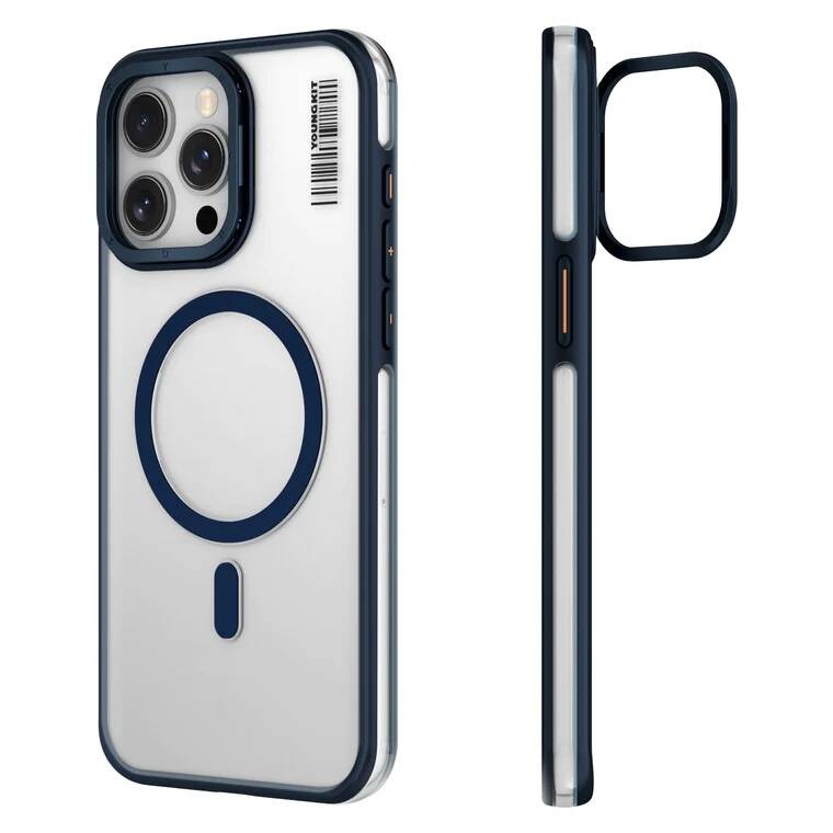 iPhone 15 Pro Kılıf Magsafe Şarj Özellikli Sararma Önleyici Youngkit Crystal Grid Kılıf