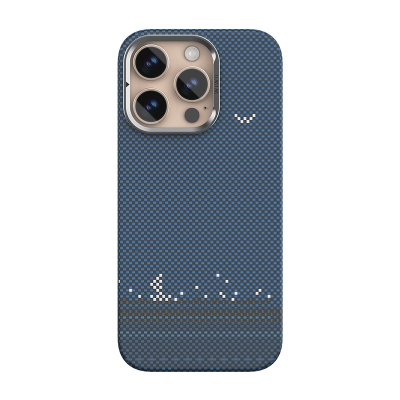 Apple iPhone 16 Pro Kılıf Wiwu DCC-209 M-safe Şarj Özellikli Kamera Standlı Aramid Fiber Tasarım Kevlar Kapak