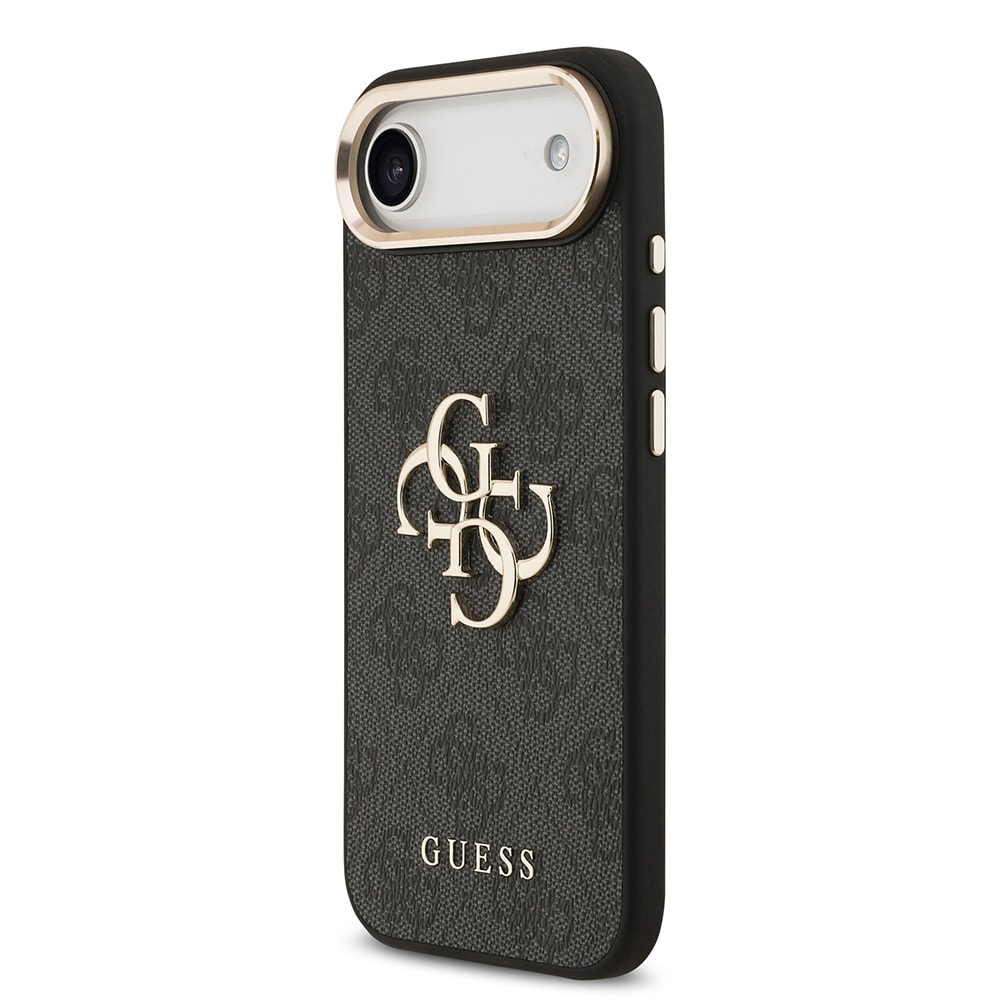 Apple iPhone 17 Air Kılıf Guess Orjinal Lisanslı Gold Metal Kamera Çerçeveli 4G Desenli Metal Büyük 4G ve Yazı Logolu Kapak