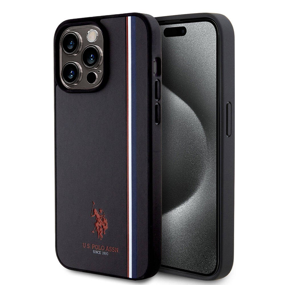 iPhone 15 Pro Max Kılıf U.S. Polo Assn. Orjinal Lisanslı Üç Renk Şerit Tasarımlı Baskı Logolu Kılıf