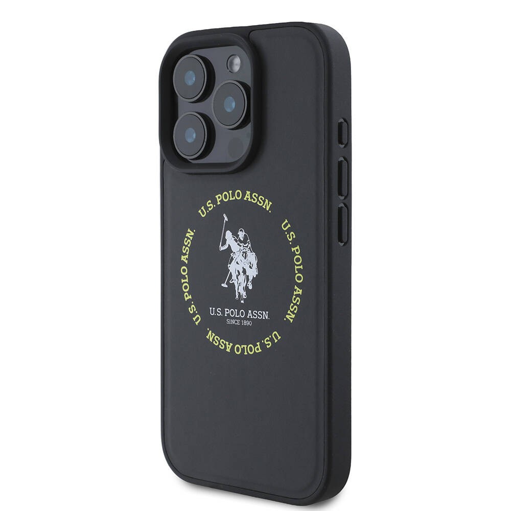 iPhone 16 Pro Max Kılıf U.S. Polo Assn. Orjinal Lisanslı Magsafe Şarj Özellikli Circle ve Double Horse Logolu Deri Kılıf