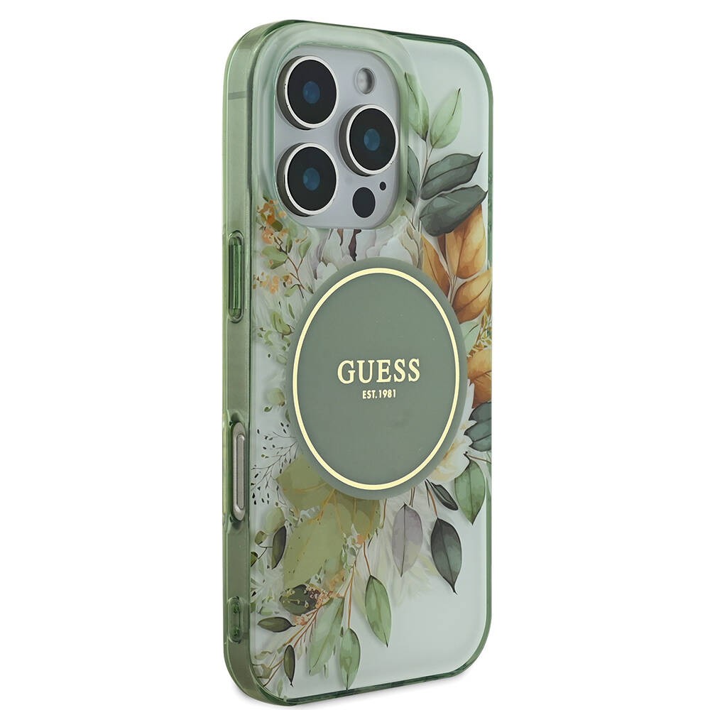 iPhone 16 Pro Max Kılıf Guess Orjinal Lisanslı Magsafe Şarj Özellikli Flower Tonal Circle Kılıf