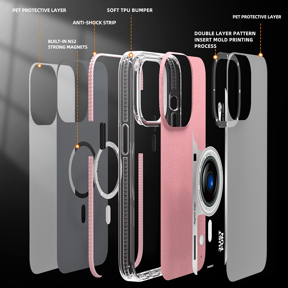 iPhone 14 Pro Max Kılıf Magsafe Şarj Özellikli Lens Figürlü YoungKit Art Film Serisi Kılıf