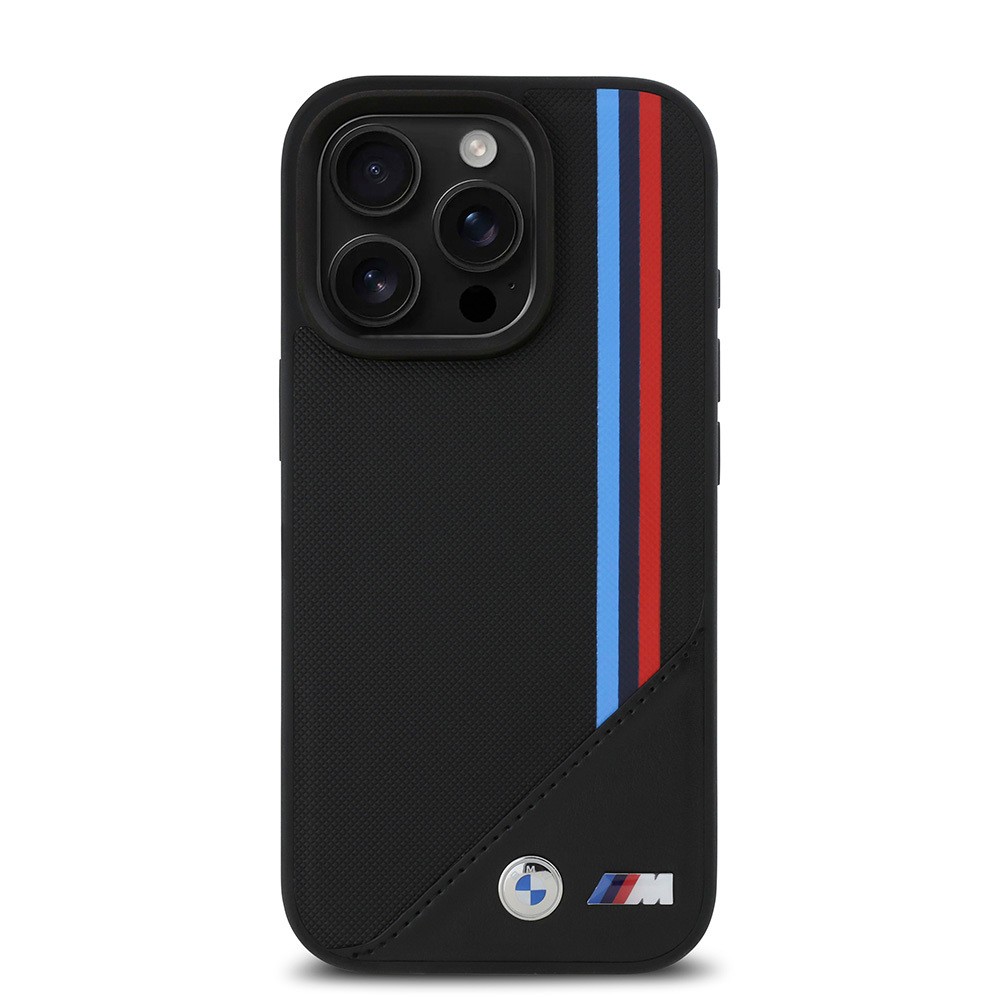 iPhone 16 Pro Max Kılıf BMW Orjinal Lisanslı Magsafe Şarj Özellikli M Logolu Üç Çizgili Dikiş Detaylı Meshed Tricolor Stripes Kılıf