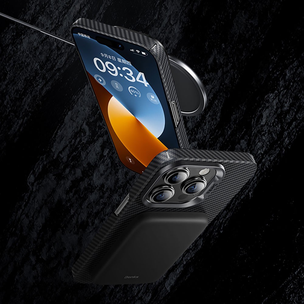 iPhone 15 Pro Kılıf Magsafe Özellikli Karbon Fiber Benks Essential ArmorAir 600D Kevlar Kılıf
